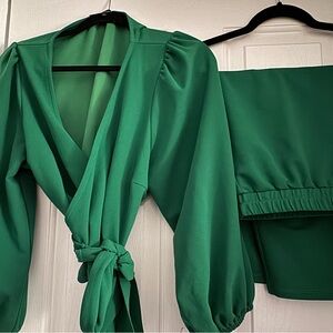 Emerald Green Blouse and skirt